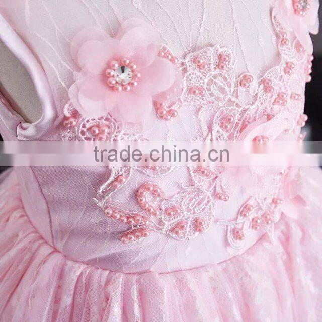New arrival girls sexy night dress photos baby girls party wear dress Pink cotton puffy girls dress child clothes