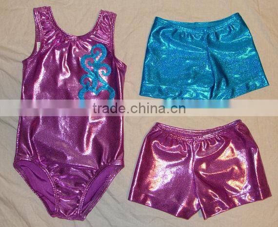 wholesale baby leotards Gymnastics leotard turquoise twinkle heart design and two pair shorts