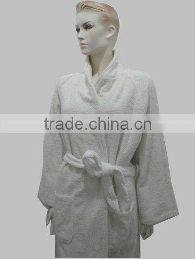 Terry cotton plain unisex bathrobe