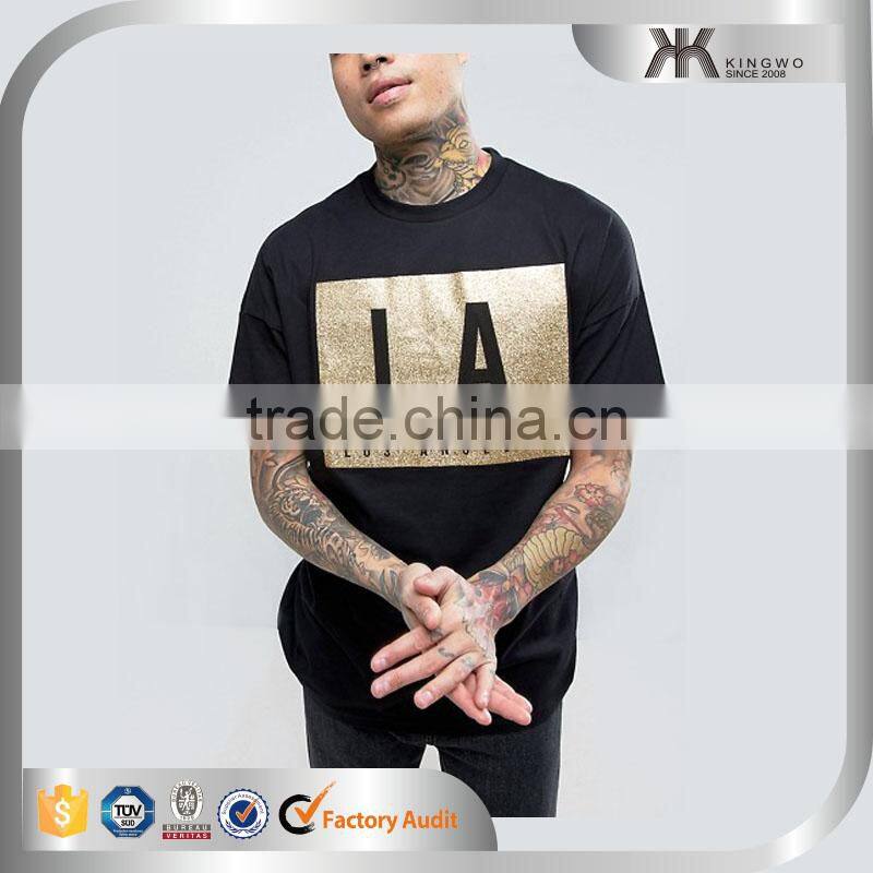 China factory OEM service short sleeve cotton front gold printing t shirts