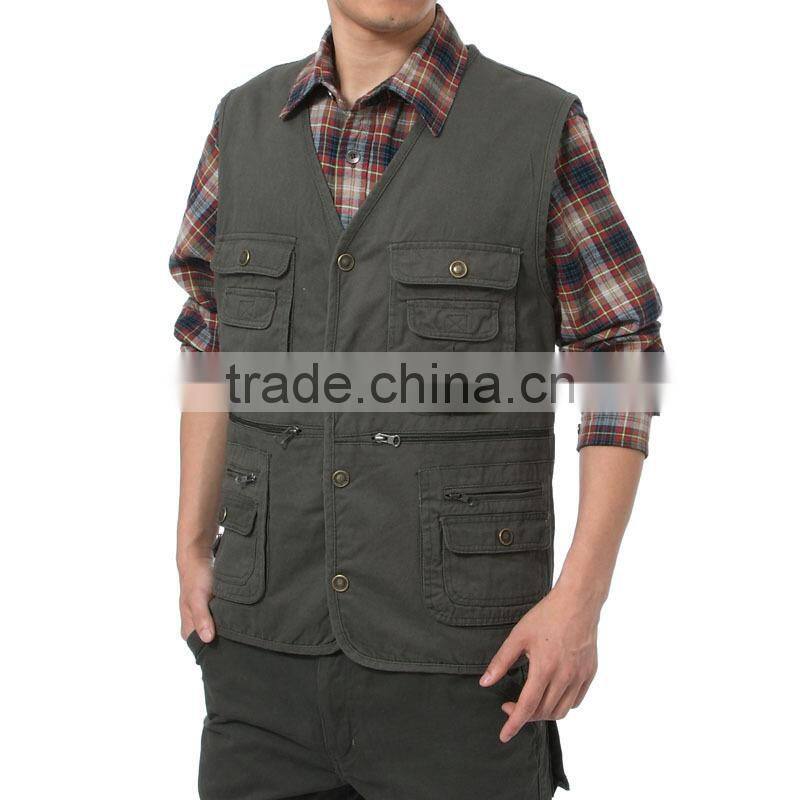 2015 Wholesale Portable Spring Man's Multi Pocket Vest