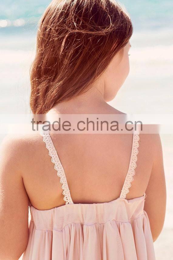 Girls Boutique Clothing Blush Pink Spaghetti Strap Lace Dress Flower Girl Dress