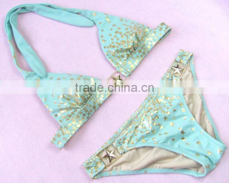 M866 dingyang fashion sexy latest metal five star split bikini swimwear