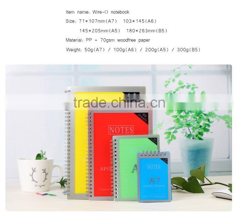 A7,A6,A5,B5 PP cover notbeook wire-o binding writing pad customizable memo pad