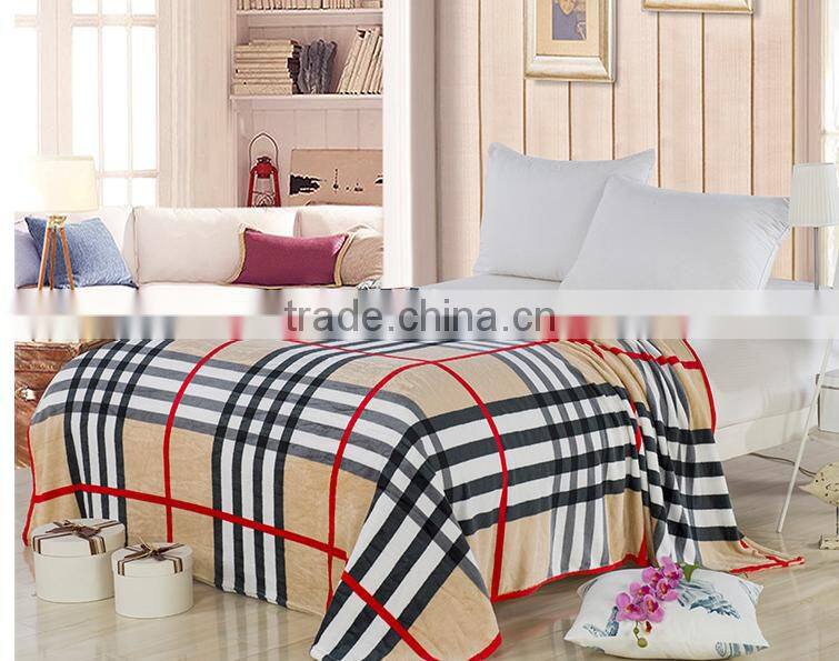 Smooth Coral Fleece Blanket Scottish Style Plush Throws