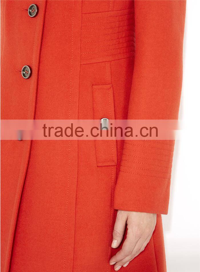 bright orange multistitch funnel women winter formal coats