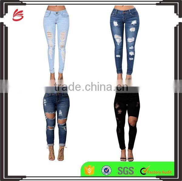 Sidefeel Women Casual ripped jeans women distressed skinny jeans