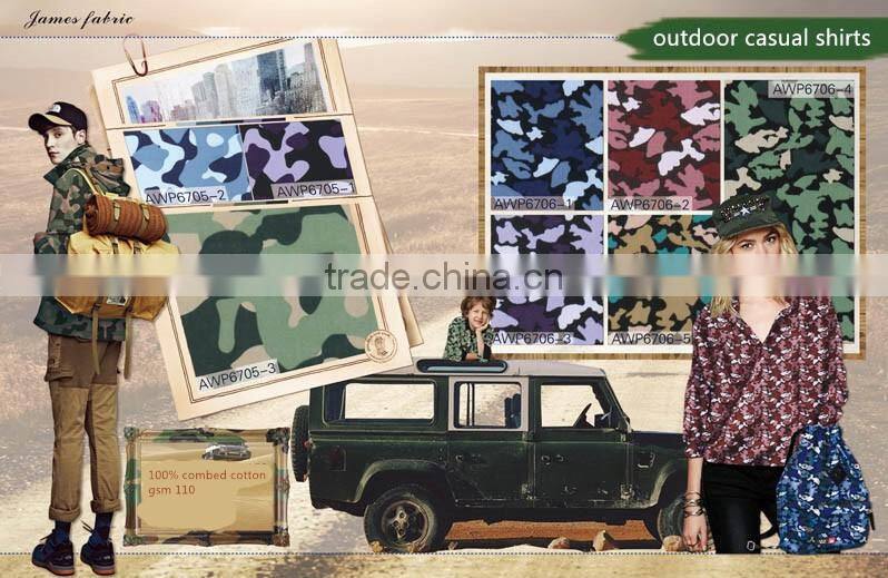 100% cotton outdoor wear camo casual shirts