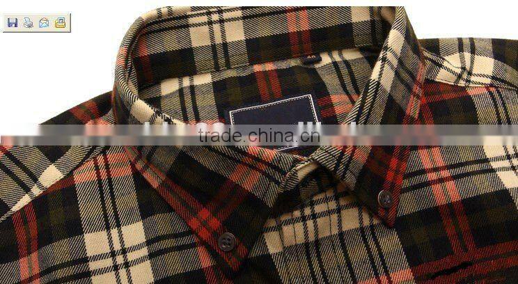 New Men's fashion long sleeve check/plaid flannel shirt with button-down collar