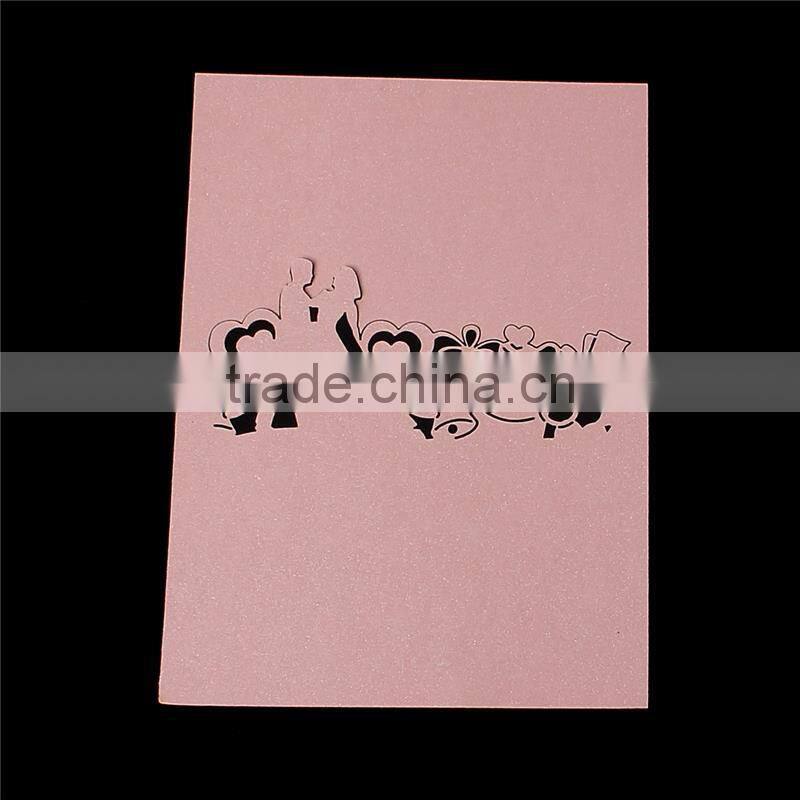 Paper Wedding Party Name Place Cards Heart Bride and Groom Hollow Pink Glitter