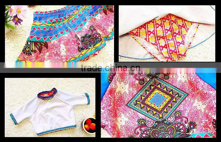 2017 long sleeves floral baby swimwear