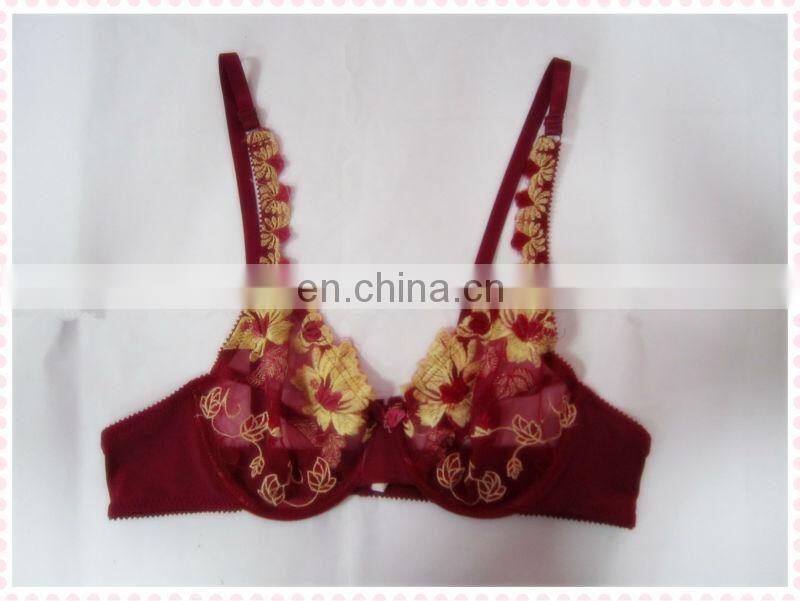 2015 no foam cup with fashion embroidery bra and brief sets