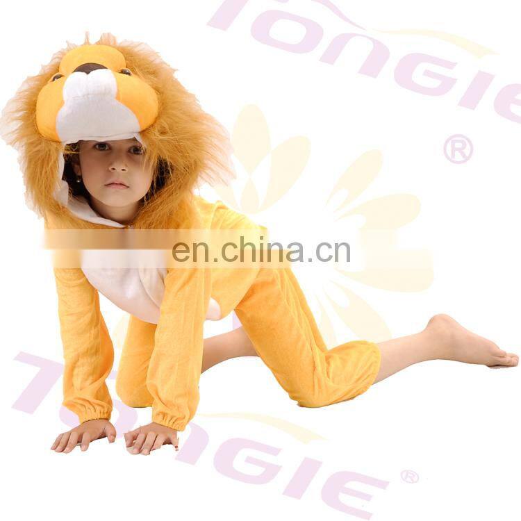 Yellow children's carnival animal mascot costume lion jumpsuit in fleece