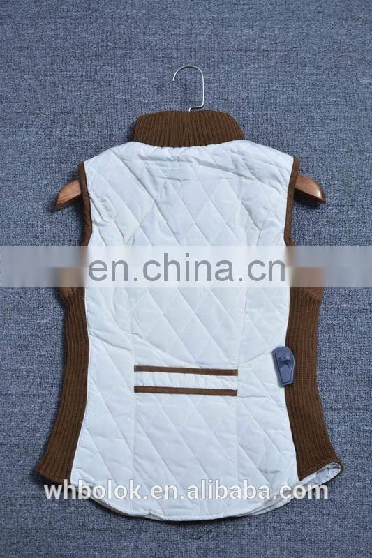 Custom made new style womens polyester cotton quilted winter waistcoat