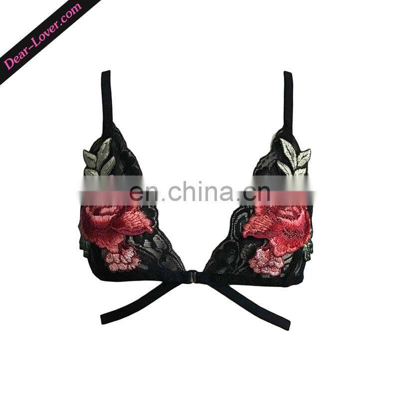 full lace thin cup floral embroidered women's bralettes