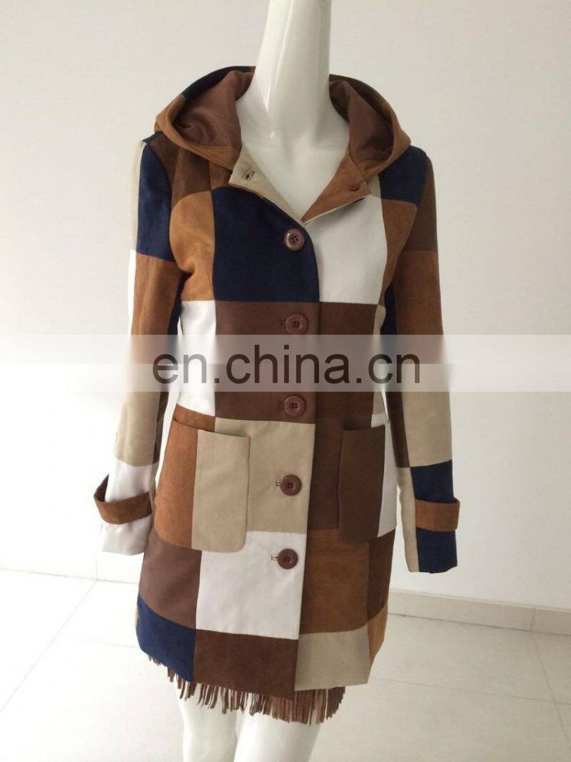 Ladies suede patched jackt