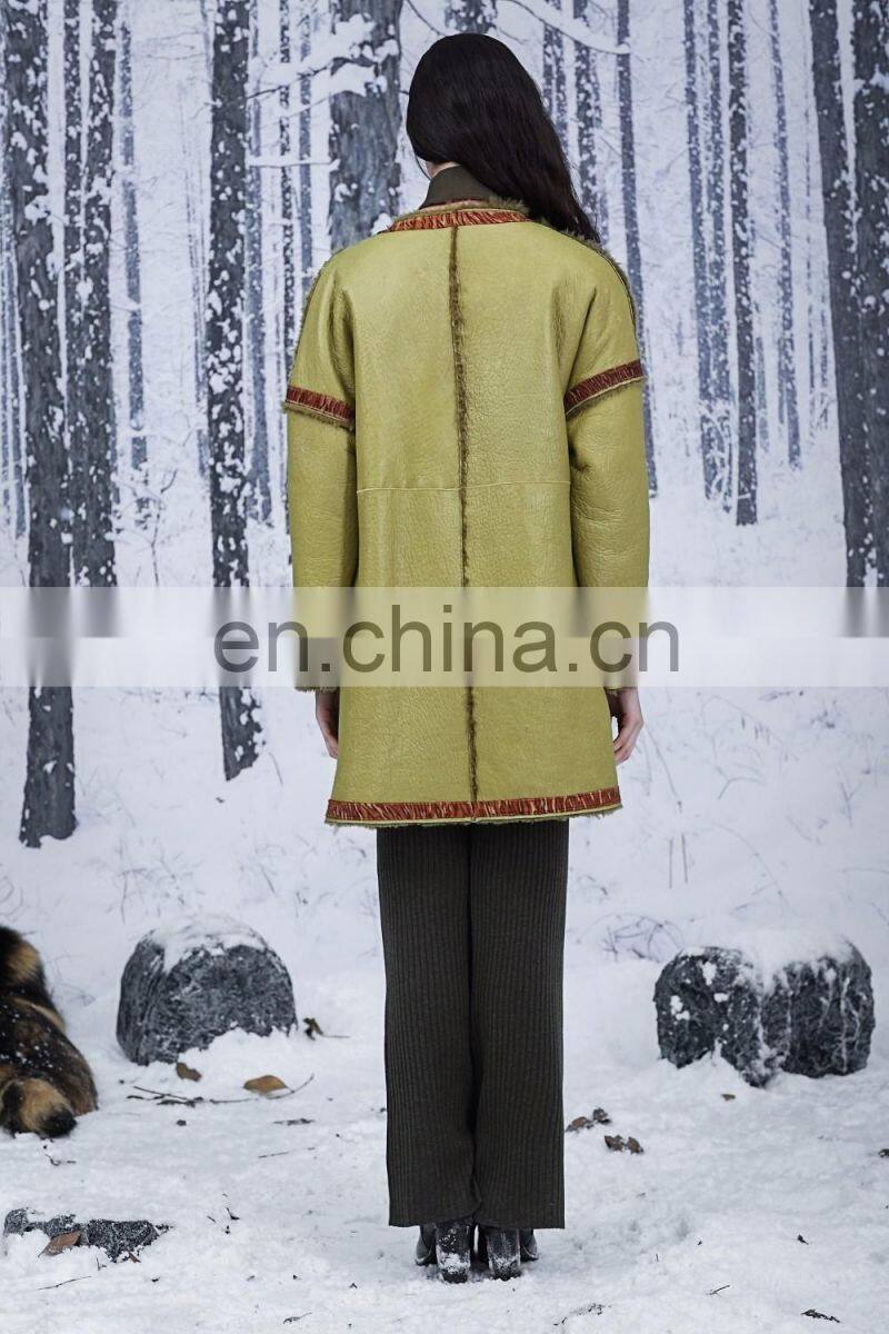 Terrific Color Sheepskin Fur Jacket Reversible Attractive Style Sheep Fur Leather Coat Double Faced Fur Overcoat