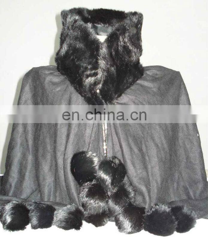 Silk Pashmina Cape with genuine Fur