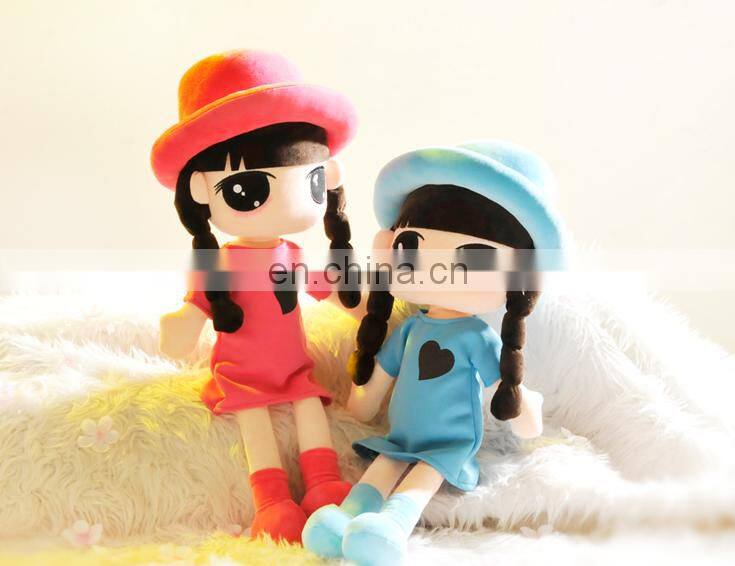 Girl doll custom desig plus toy ball jointed doll woven fabric, with knit and crochet fabrics