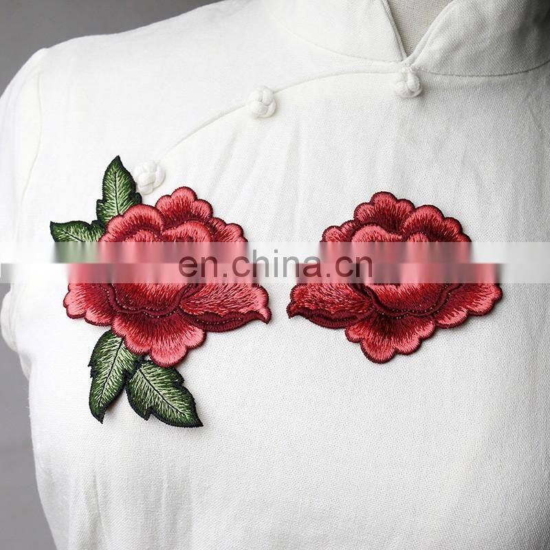 2017 small size 3D tridimensional red rose patch/ applique XY-12