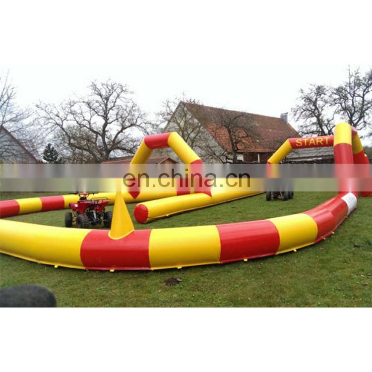 Commercial sport games bumper cars speedway racing track inflatable go kart zorb ball race track for sale