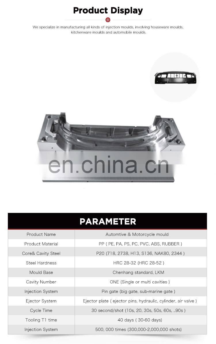 Custom plastic inject machine parts molding die for car bumper