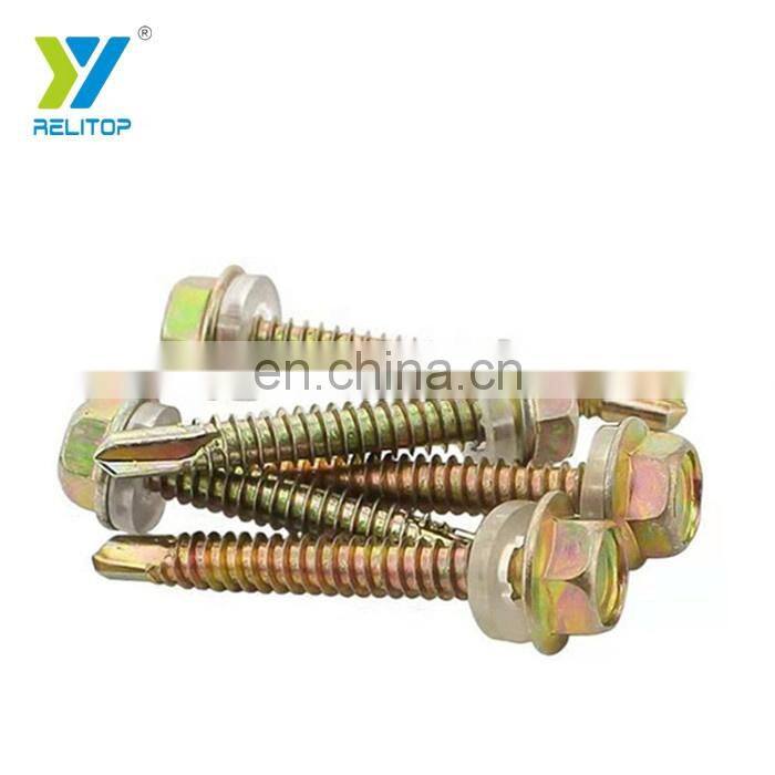 Outer Hexagon Rubber Washer Drill Tail Galvanized Self-tapping Screws M5x50MM For Metal Roof Tile Steel Batten Installation