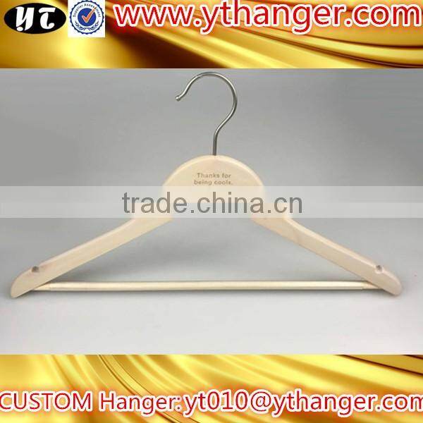 YY0524 women or men flat wooden suit hanger with trousers clips