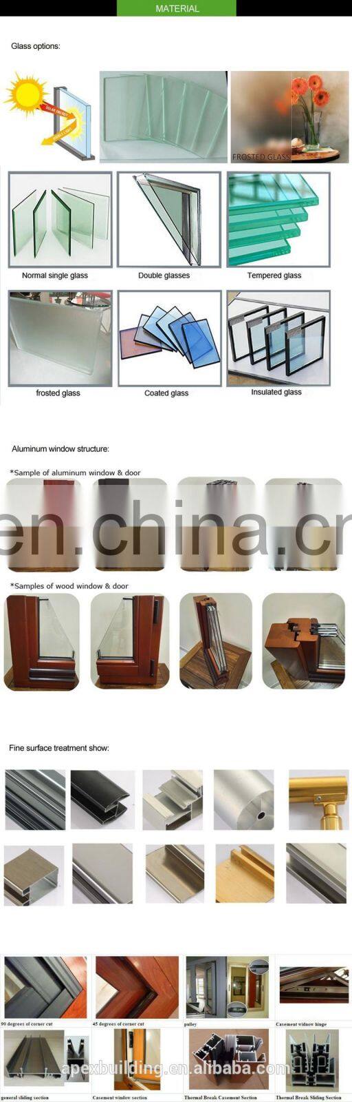 Europe standard sizes double panels with internal blinds casement window, soundproof double glass windows