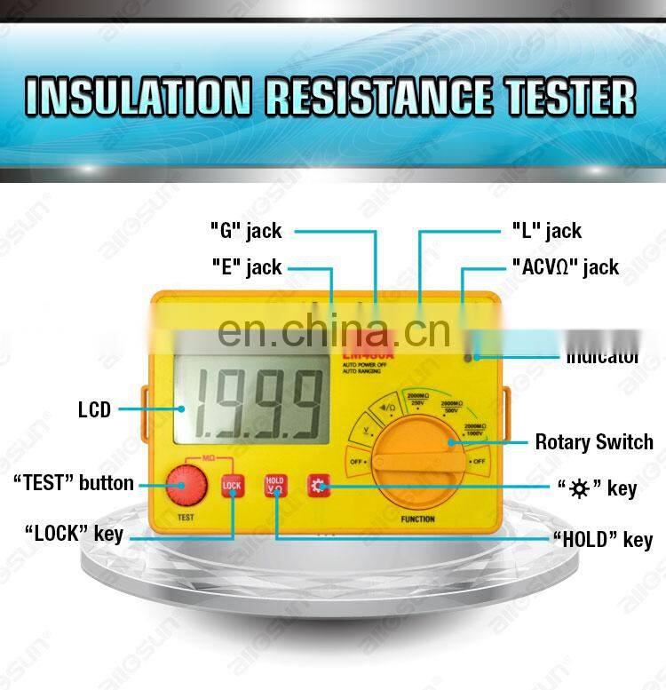 Allosun EM480A Insulation Resistance Tester Portable Voltage AC 600V Professional Tester Resistance Continuity Tester