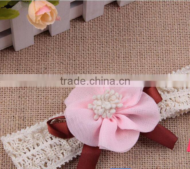 3 colors baby hair accessories shinny flower elastic headband with jewelry MY-CA0002
