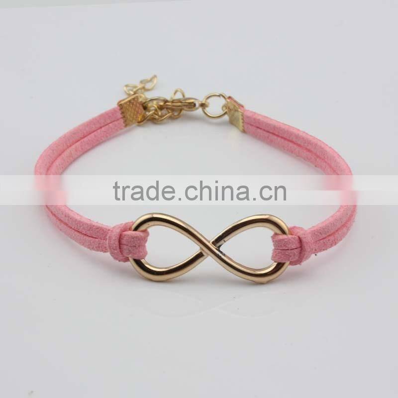 Big Gold Infinity Braided Leather Bracelet Lobster Claw Clasp Black Men Jewelry