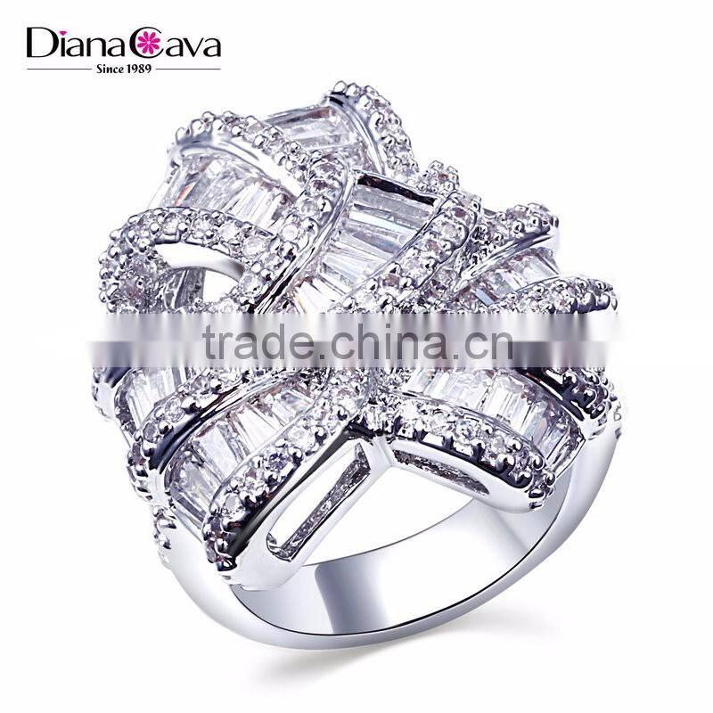 New African Design Wedding Luxury Style Baguette Zircon Crystal Women CZ Jewelry Ring
