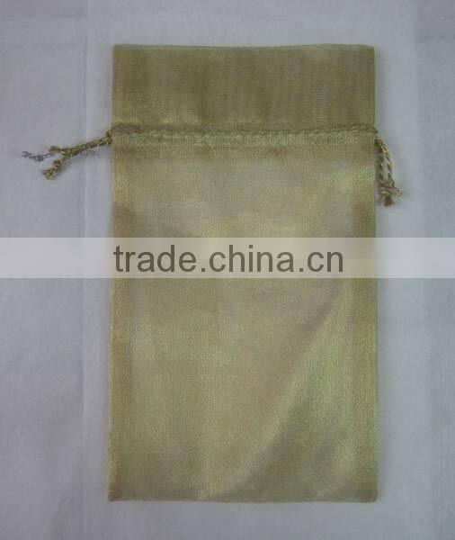 white wine bottle organdy drawstring printed ribbon bag for packing red wine