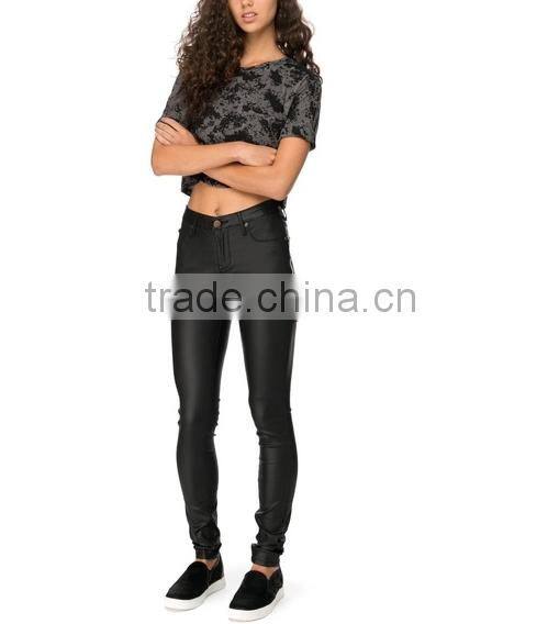 2015 China manufacturer customized ladies sexy print france bean crop tee shirt