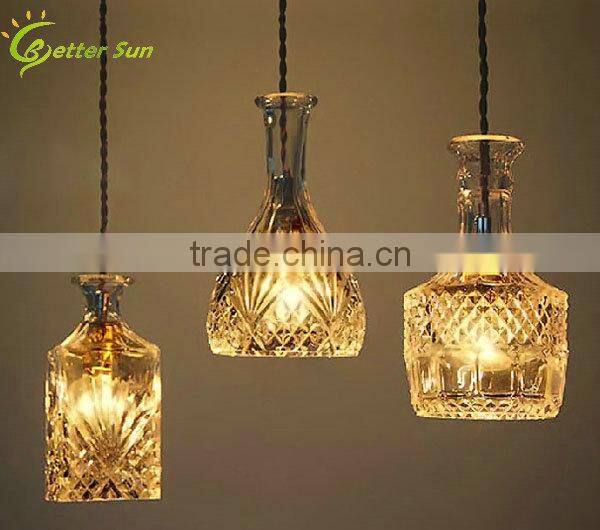 3 Pcs New Modern Clear Glass Wine Bottle Type Lamp Pendant