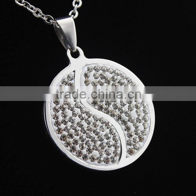 Stainless steel diamond Tai Chi Yin Yang necklace jewelry wholesale