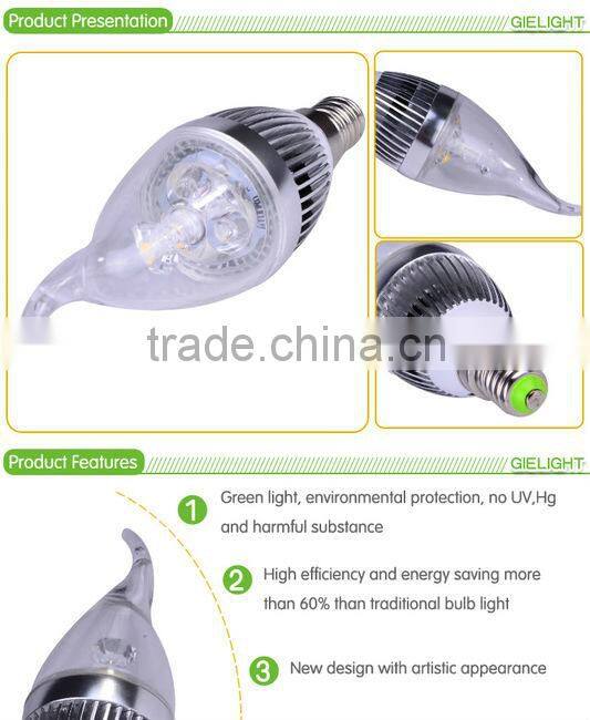 CE pure aluminum lamp body 3w 4w 5w e14 led candle light