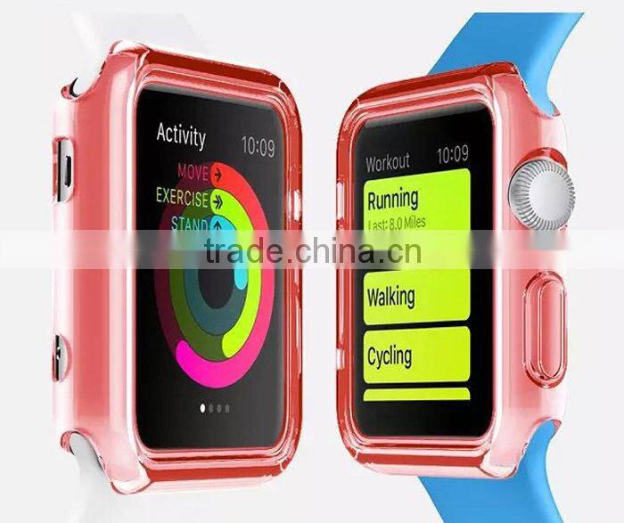 Latest desgin Soft semi-transparent TPU case for apple watch, Soild color silicone watch case