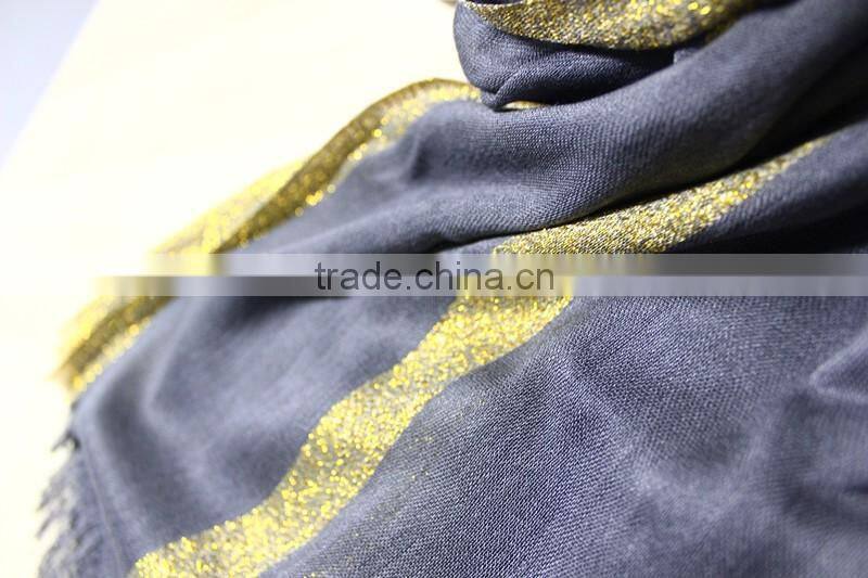 Fashionable cotton gold thread square scarf cotton long scarf twill scarf