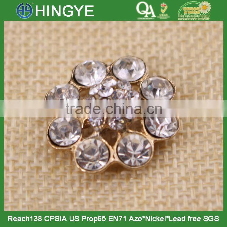 Gold plating wholesale rhinestone flower button 15772-1