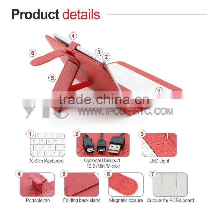 Tablet Keyboard Case with USB Keyboard for 9.2"MID Support Multilingual Customized Multi color