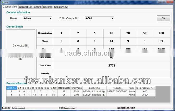 (hot ! ) mix value counting machine/currency counter/money detector with UV MG IR fake note detection for Guinean Franc(GNF)