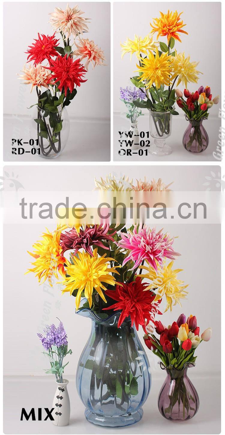 2016 Wholesale Multicolor Latex PU Artificial Flowers Dahlia Real Touch Bouquet Wedding Bridal Decor Display Flower