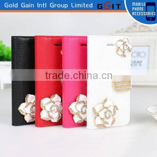 Lichee Pattern Leather and PC Case with rose for Sony Xperia C 1509 with stand holder