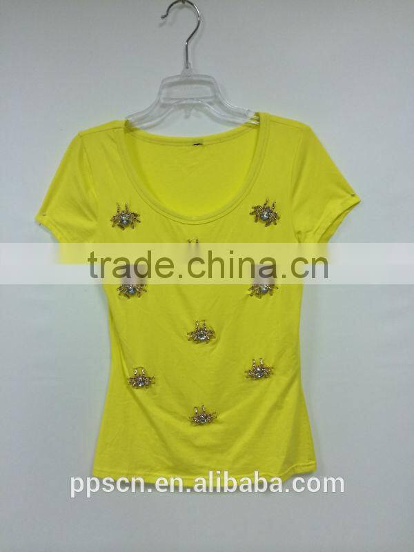 Girls short sleeve tight plain t shirt custom printing t shirt for ladies