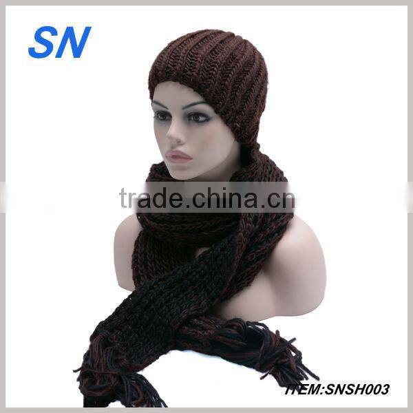 Winter warm scarf and hat set for women