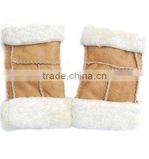 HS143 NEW! Brown Men's 100% REAL SHEEPSKIN SHEARLING NICE & WARM REAL LEATHER Glove& mitts