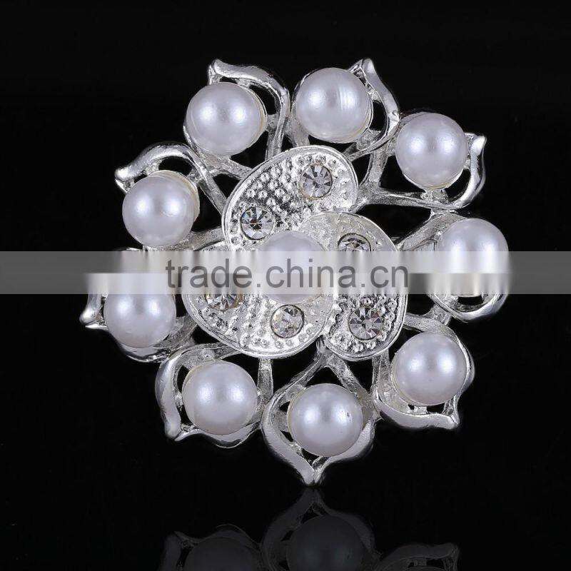Round Pearls Rhinestone Buckle Pins,Wedding Bridal Brooch For Dress