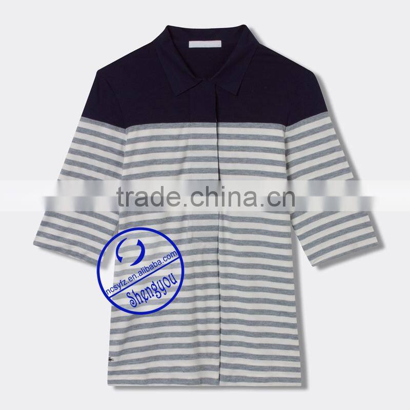 high quality yarn dyed women polo shirt manufactures china